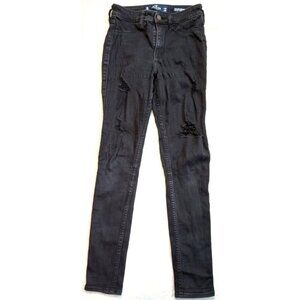 Hollister Jeans Size 0 Short  W24 L26 Womens Legging Crop High Rise Dark Wash Bl